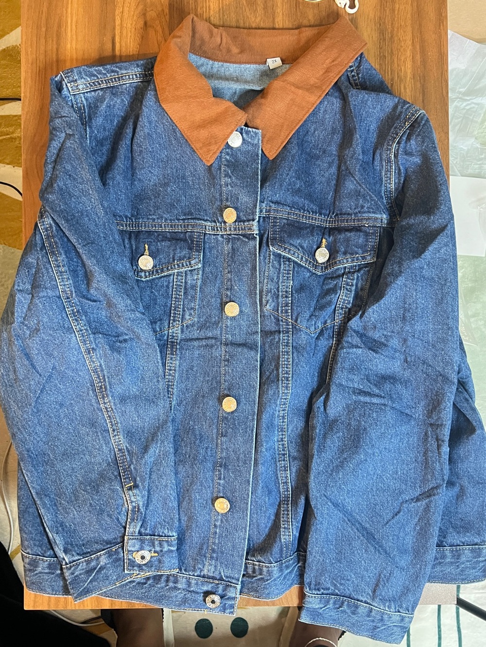 Patch Collar Denim Jacket (2X)